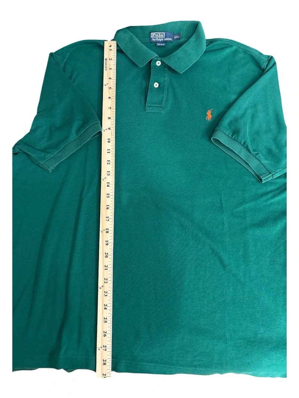 Ralph Lauren Polo Shirt Men 2XL GREEN Cotton Golf Stretch 2-button‎ preppy LOGO